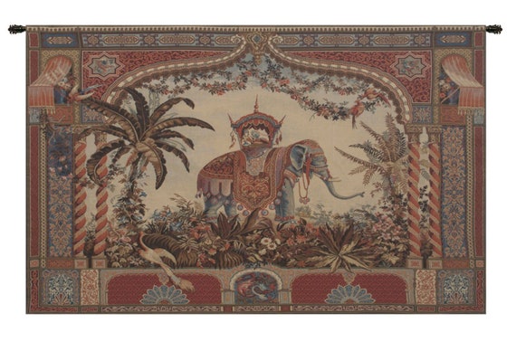 Majestic Elephant Jacquard Wall Tapestry - European Forest Scene Woven Art for Home Decor