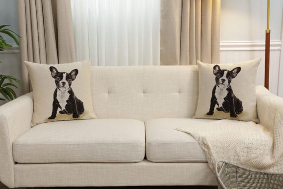 BAGEYOU Federa per cuscino con motivo a pois per cani Cairn Terrier, motivo a quadri di bufalo a quadri con zampe, decorazione per la casa, quadrata, per divano, 40 x 40 cm