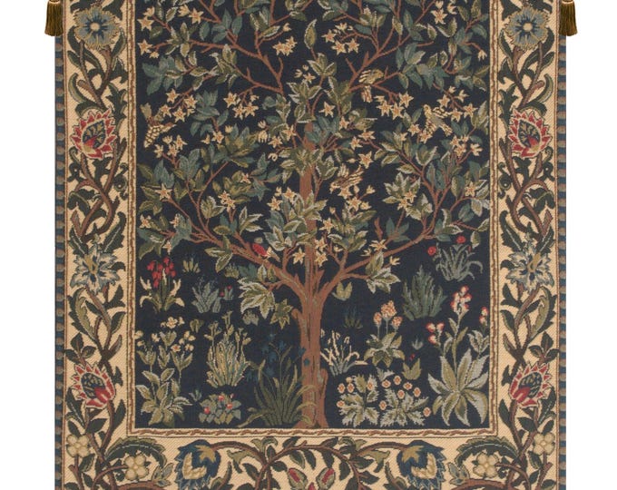 William Morris Tree of Life I Tapestry Medieval Botanical Belgian Woven Wall Hanging Decor