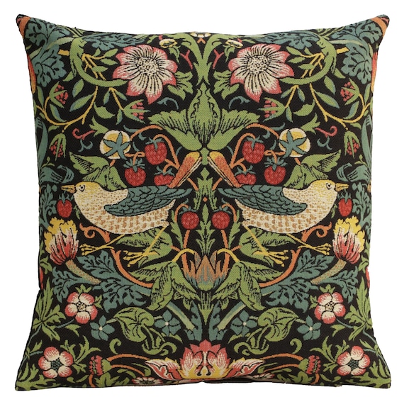 William Morris Strawberry Thief Tapestry Pillow Cover - 18x18 inch
