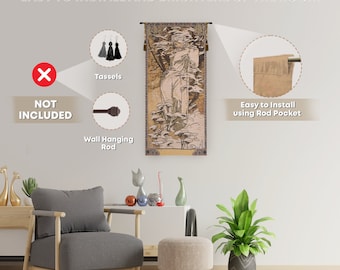 Alphonse Mucha Inspired Winter Wall Tapestry - Jacquard Woven Art Nouveau Decor for Home