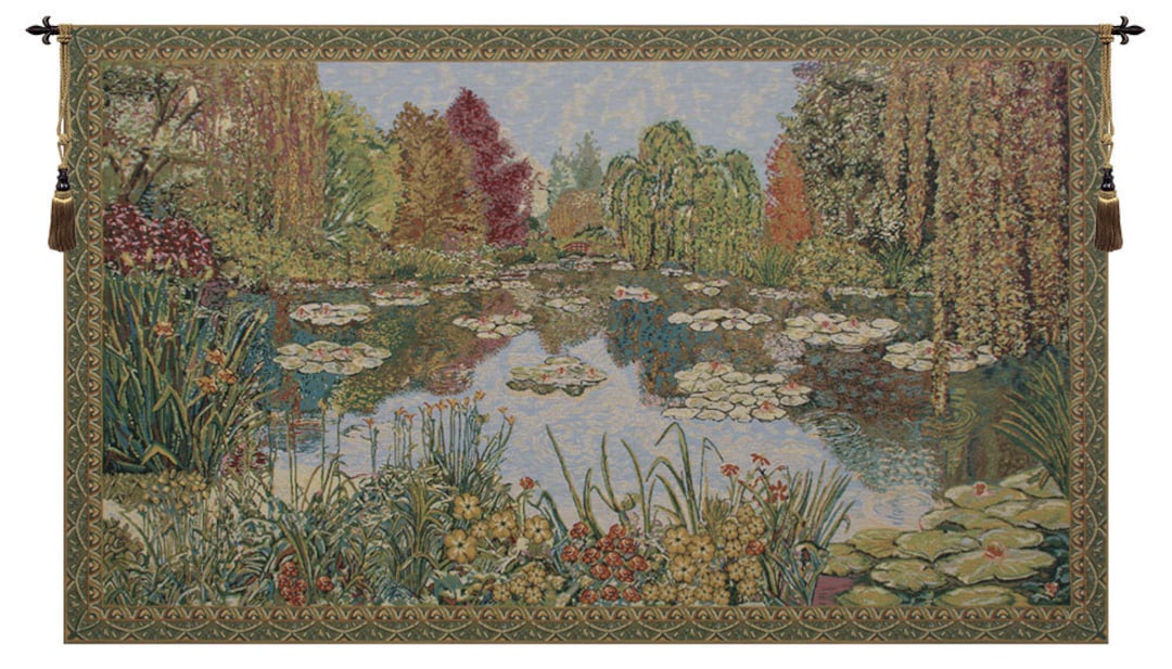 MONES GARDEN VINTAGE RUG モネの庭 タペストリー モネの睡蓮のタペストリー：ヨーロッパ風の花柄壁掛け - Etsy 日本
