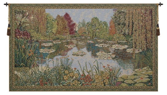 Monet Water Lilies Tapestry: European Floral Wall Hanging