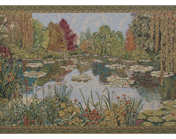 Monet Water Lilies Tapestry: European Floral Wall Hanging