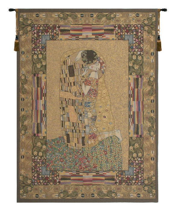 The Kiss Tapestry: Gustav Klimt Woven Belgian Wall Art