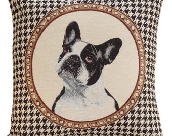 French Bulldog Tapestry Cushion Cover 18x18 inch - Belgian Woven Dog Pillow Cover - Funny Pet Lover Throw Pillows Covers for Home