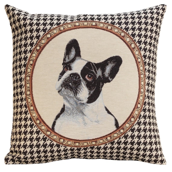 Belgian Woven French Bulldog Tapestry Pillow Cover (18x18 inch)