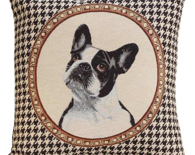 Belgian Woven French Bulldog Tapestry Pillow Cover (18x18 inch)