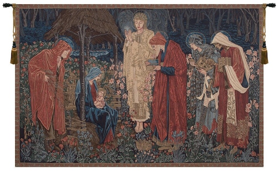 Adoration of the Magi Tapestry: Woven Wool Medieval Wall Art (51x78 inch)