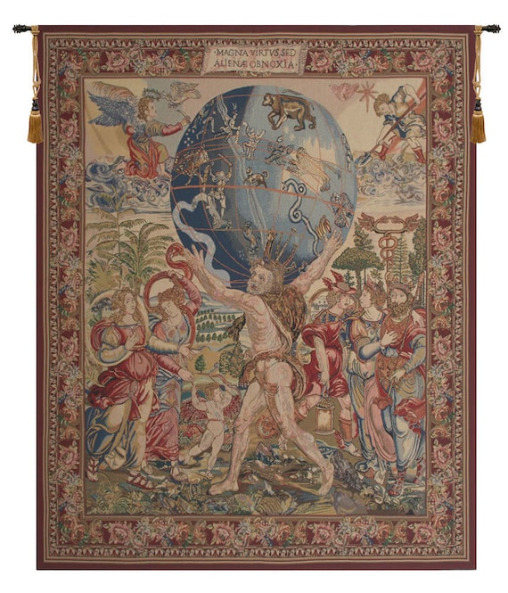 Hercules Woven Wall Tapestry: European Jacquard Art (69x55 inch)