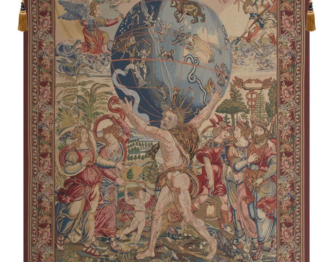 Hercules Woven Wall Tapestry: European Jacquard Art (69x55 inch)