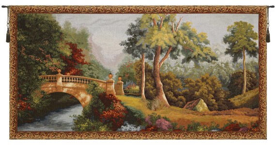 Garden Bridge Wall Tapestry: Woven Turkish Decor (27x51 inch)