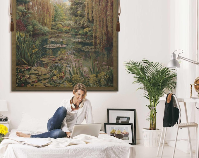 Monet's Garden 3 Large with Border European Wall Tapestry