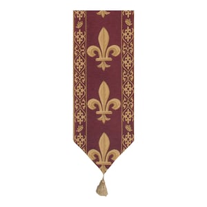 Fleur De Lys Table Runner French Royal Woven Jacquard Belgian Dining Decor 78x12 in