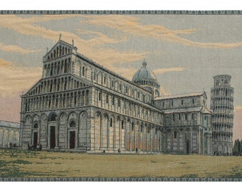 Duomo Pisa European Wall Tapestry - Historical Castle Wall Decor Art - Woven Italian Wall Tapestry - Antique Famous Place Wall Hanging
