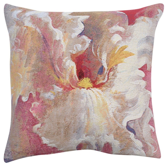 Belgian Tapestry Cushion Cover: Simon Bull Floral Art, 21x21 inch