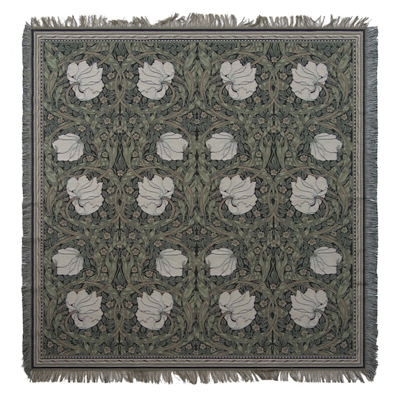 William Morris Pimpernel Tapestry Throw: Belgian Jacquard Woven Blanket
