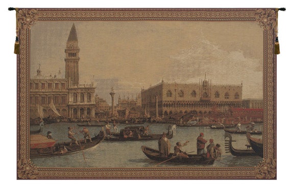 Venice Canaletto Belgian Woven Wall Tapestry: Italian Landscape Art