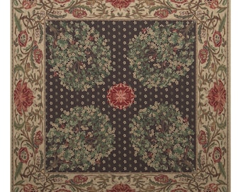 Tree of Life Brown Tapestry Throw Blanket 59x59 inch – William Morris Art Woven Blanket – Floral Decorative Throw