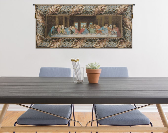 Italian Woven Last Supper Tapestry: Religious Wall Art Decor, Jacquard Christian Hanging