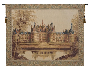 Chambord Castle I European Wall Tapestry - Castle Medieval Wall Decor Art - Unique Belgian Wall Tapestry - Woven Jacquard Wall Hanging
