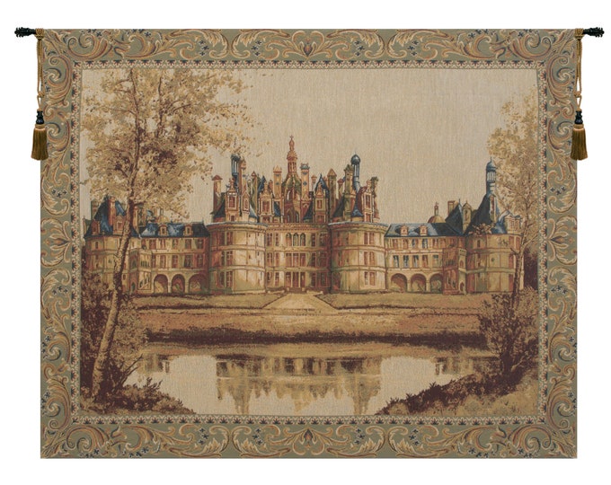 Chambord Castle Tapestry: Belgian Woven Medieval Wall Decor