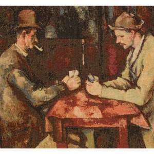 Os Jogadores de Cartas – Paul Cézanne Tapeçaria Europeia | 18x24 | Suspensão de parede decorativa tecida em jacquard francês | Vida provençal
