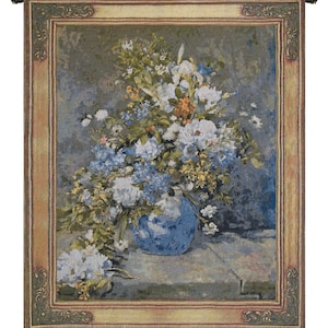 Renoir Spring Bouquet Tapestry: Belgian Floral Jacquard Wall Art