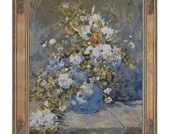 Spring Bouquet by Renoir Decorative Wall Tapestry - Floral Jacquard Wall Decor Art - Italian Wall Hanging - Belgian Wall Art - Home Decor