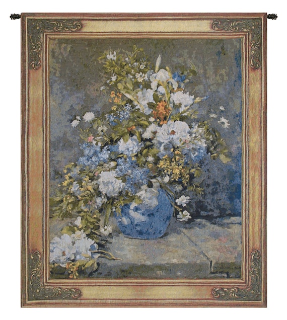 Renoir Spring Bouquet Tapestry: Belgian Floral Jacquard Wall Art