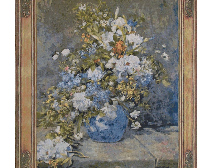 Renoir Spring Bouquet Tapestry: Belgian Floral Jacquard Wall Art