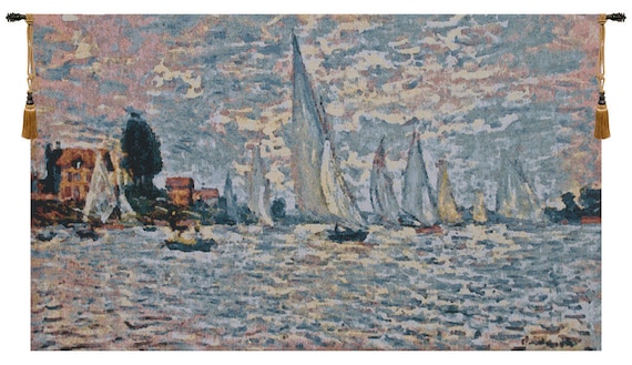 Monet 'Regatta' Jacquard Woven Wall Tapestry - Nautical Art