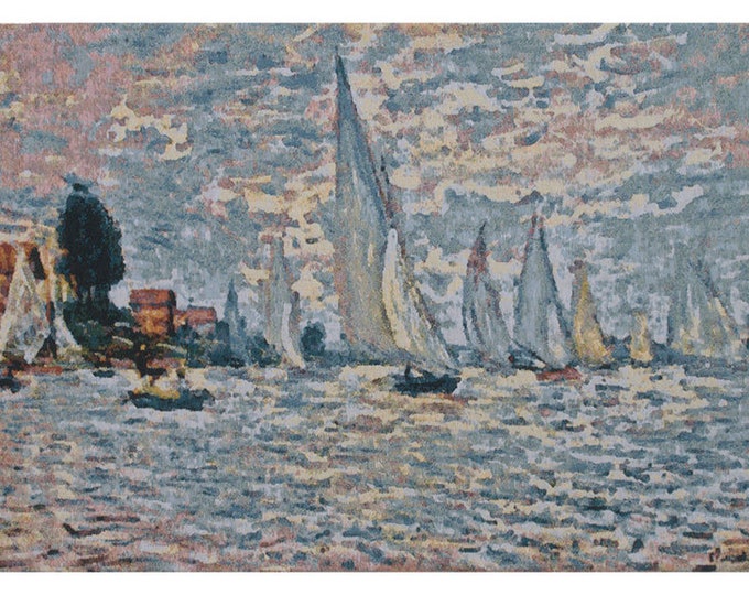 Monet 'Regatta' Jacquard Woven Wall Tapestry - Nautical Art