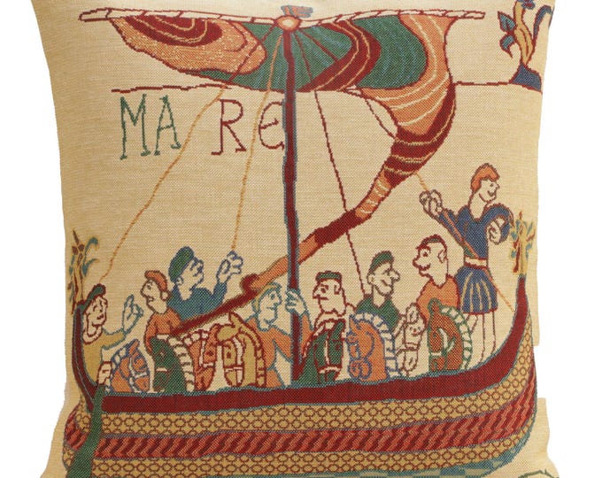 Bayeux Tapestry Throw Pillow Cushion Cover: Medieval Woven Cushion, 16x16 inch