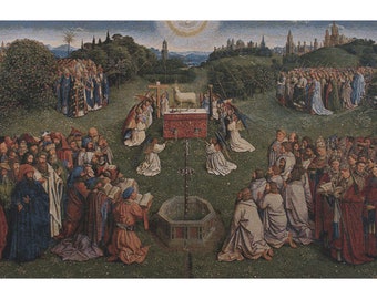 Adoration of the Mystic Lamb European Wall Tapestry - Fine Art Woven Wall Tapestry - Decorative Belgian Wall Tapestry - Jacquard Wall Art