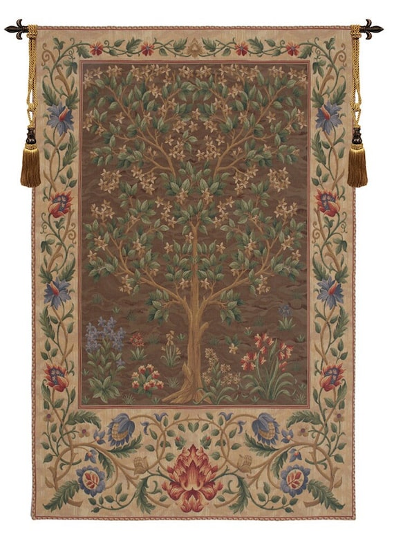 Tree of Life Tapestry: William Morris Style Woven Wall Hanging