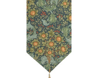 Floral Tapestry Table Runner: Orange Tree Arabesque Jacquard Woven