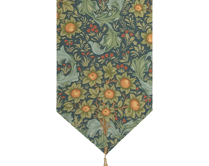 Floral Tapestry Table Runner: Orange Tree Arabesque Jacquard Woven