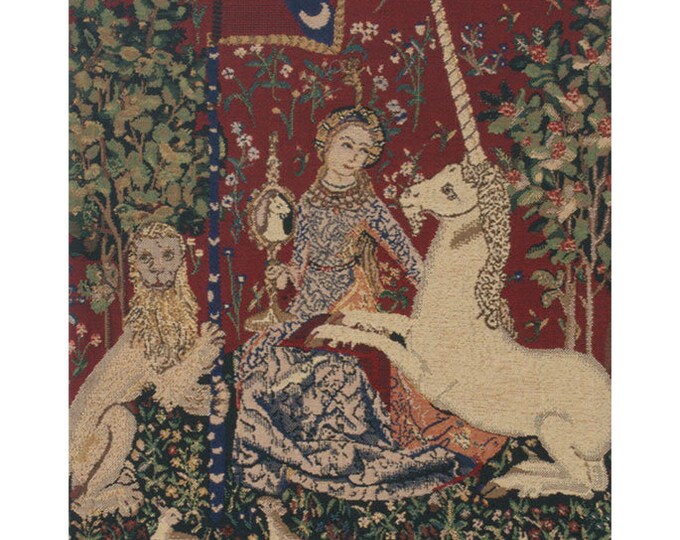 Lady and Unicorn Tapestry: Medieval Woven Wall Art, European Decor