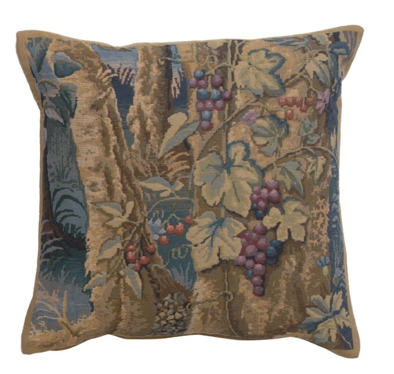 Wawel Timberland Grapes Belgian Tapestry Cushion Cover - 17x17 Inch Jacquard Gobelin Sofa Pillow Art