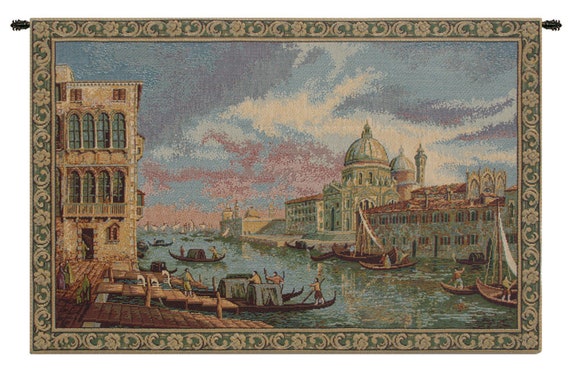 Venezia Italian Wall Tapestry: Woven Canal Scene, 12x19 inch