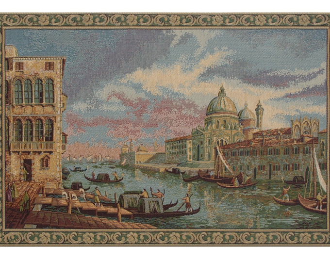 Venezia Italian Wall Tapestry: Woven Canal Scene, 12x19 inch