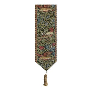 Vintage Vögel Tapisserie Bell Pull - Jacquard gewebter Natur Wandbehang - William Morris inspirierte Dekoration
