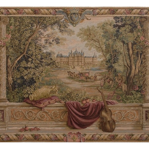 Verdure Au Chateau II European Wall Tapestry Antique Woven Wall Hanging Landscape Decorative Wall Hanging Jacquard Wall Tapestry image 1