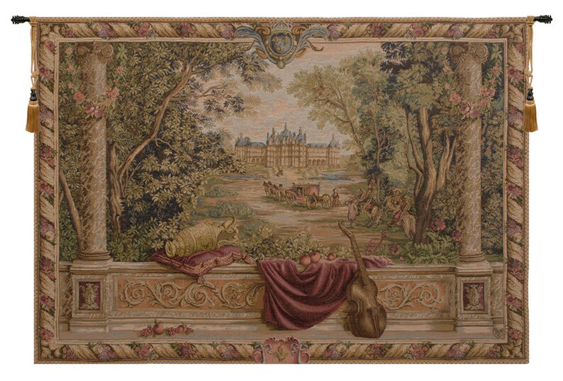 Verdure Au Chateau II European Wall Tapestry Antique Woven Wall Hanging Landscape Decorative Wall Hanging Jacquard Wall Tapestry image 1