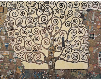 Lebensbaum- Kiss European Wall Tapestry - Gustav Klimt Art - Tree of Life Jacquard Tapestry Wall Décor Art - Unique Decorative Wall Hanging