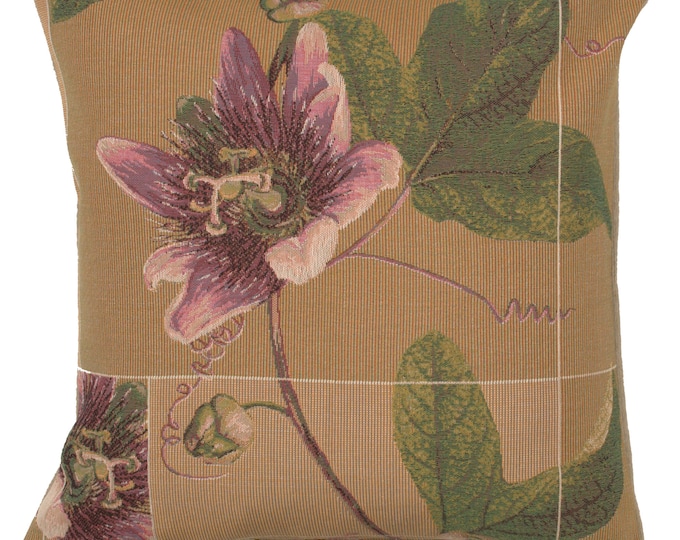 Springtime Blossom Tapestry Cushion Cover, Pink Floral Sofa Pillow Cover, 19x19 inch, Gobelin Pillow Cover, Decorative Cushion Cover