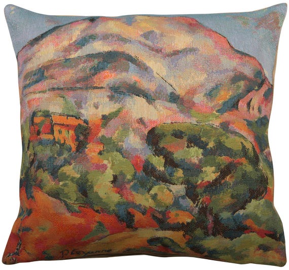 Mont Sainte Victoire Pillow Cover: Belgian Woven Tapestry Cushion (18x18 Inch)