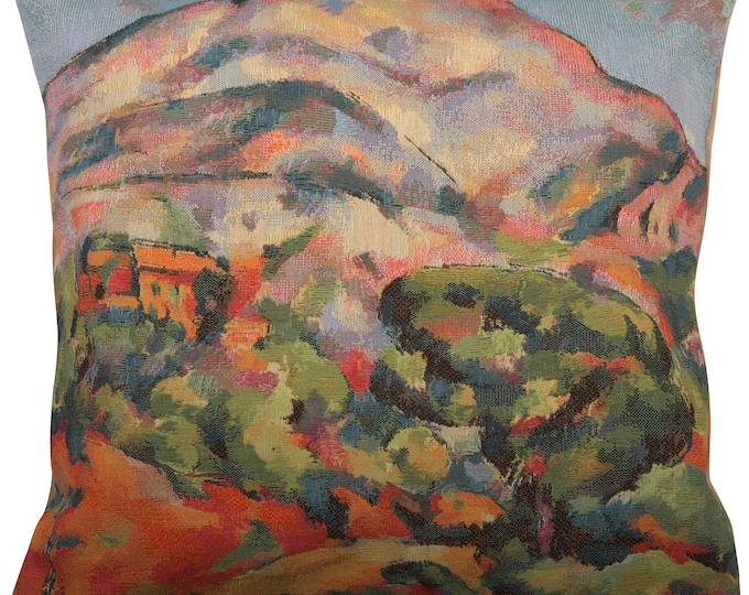 Mont Sainte Victoire Pillow Cover: Belgian Woven Tapestry Cushion (18x18 Inch)