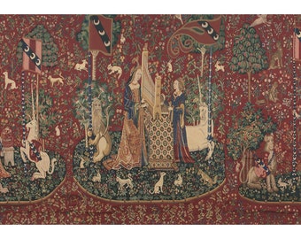 Lady and the Unicorn Series II European Wall Tapestry - Decorative Millefleurs Wall Tapestry Woven - Jacquard Wall Art for Home